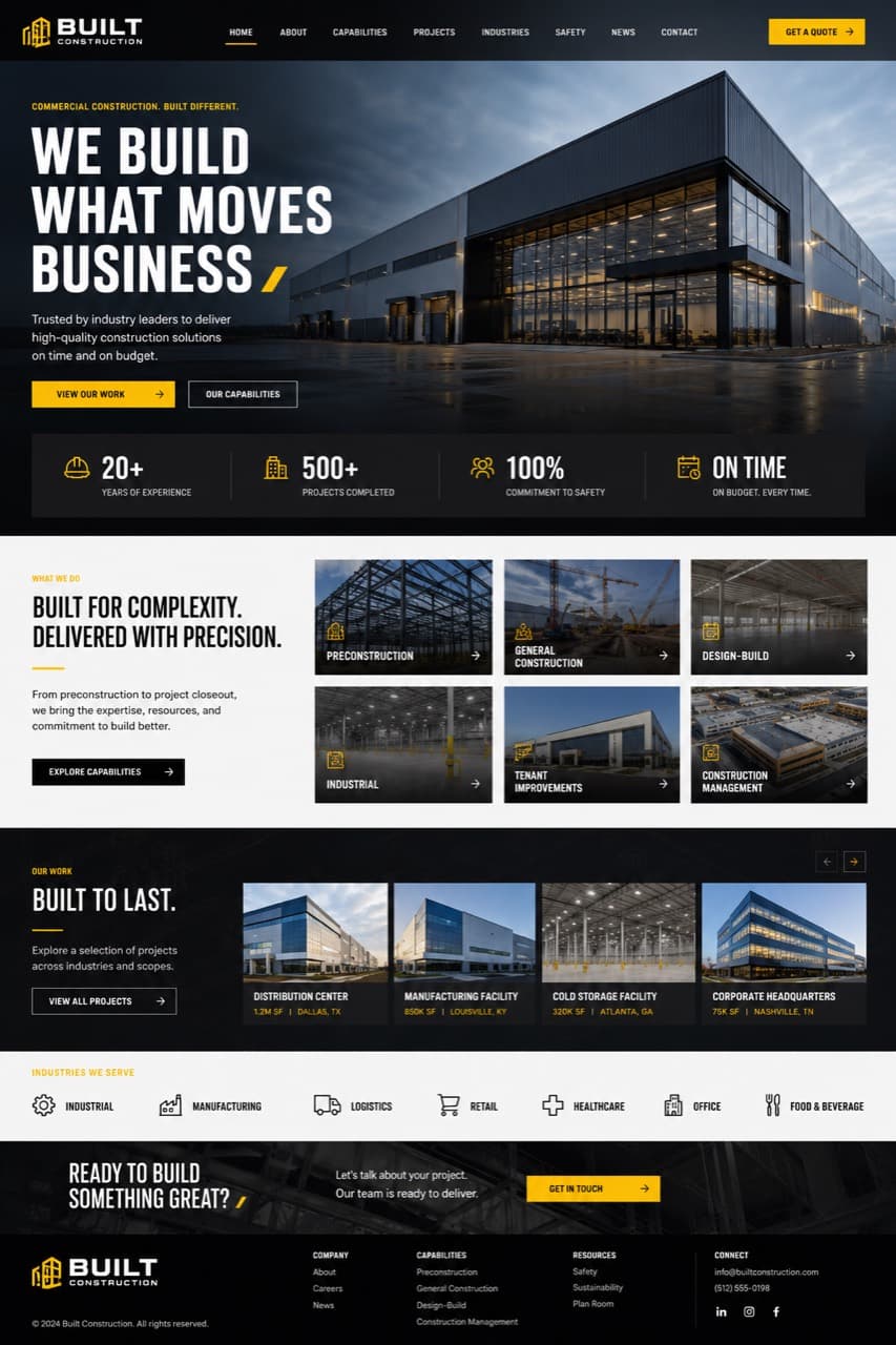 Built Construction website mockup