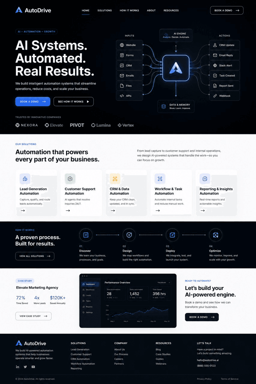 AutoDrive AI automation website design by Mae Muse