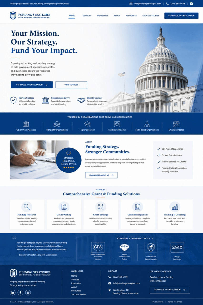 Funding Strategies grant consulting website design by Mae Muse